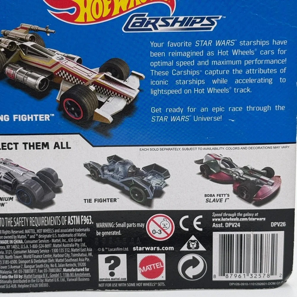 Hot Wheels Star Wars Carships X-Wing Fighter Die-Cast Car White‎ DPV26 New